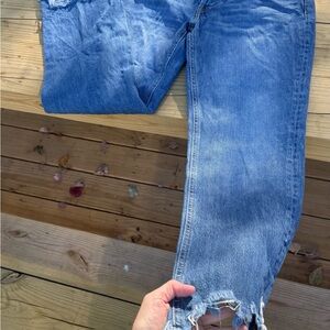 We The Free Distressed Blue Straight Leg Jeans